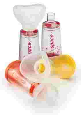 CAMERA DISTANZIATRICE PER EROGATORI SPRAY PREDOSATI L'ESPACE 220ML PER ADULTI SPAZIO MORTO 88ML CON MASCHERA VALVOLA INSPIRAZIONE 2 VALVOLE ESPIRAZIONE CODICE COLORE MAGENTA