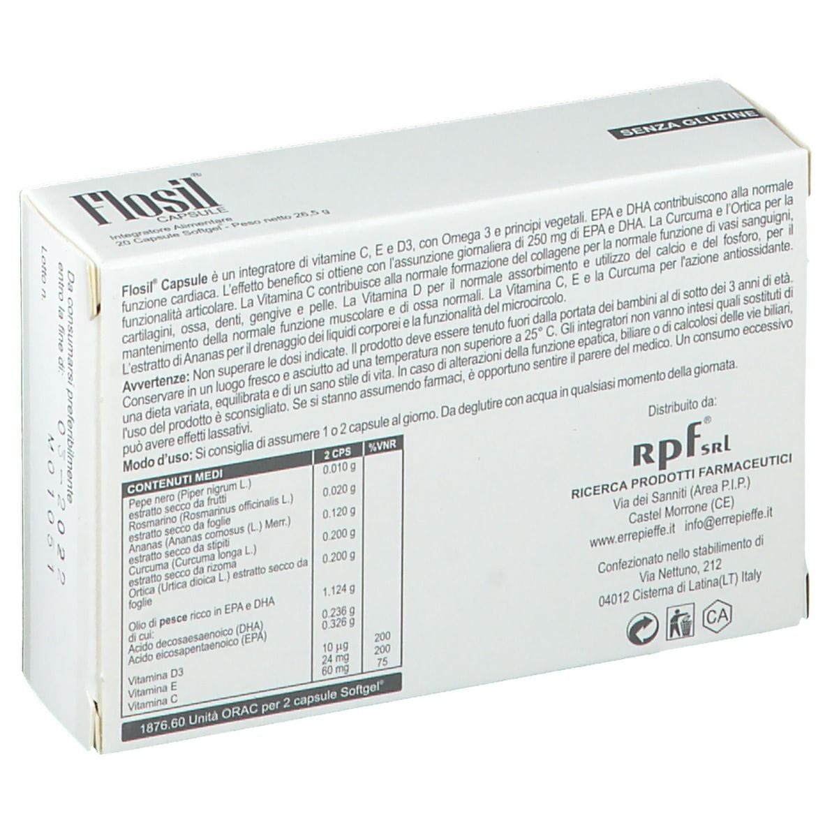 Integratore Flosil con Omega-3 e Vitamine, 20 Capsule