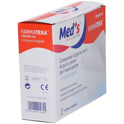 GARZA COMPRESSA MEDS FARMATEXA 12/8 18X40CM 12 PEZZI GARZA COMPRESSA MEDS FARMATEXA 12/8 18X40CM 12 PEZZI