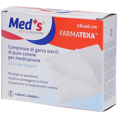 GARZA COMPRESSA MEDS FARMATEXA 12/8 18X40CM 12 PEZZI GARZA COMPRESSA MEDS FARMATEXA 12/8 18X40CM 12 PEZZI