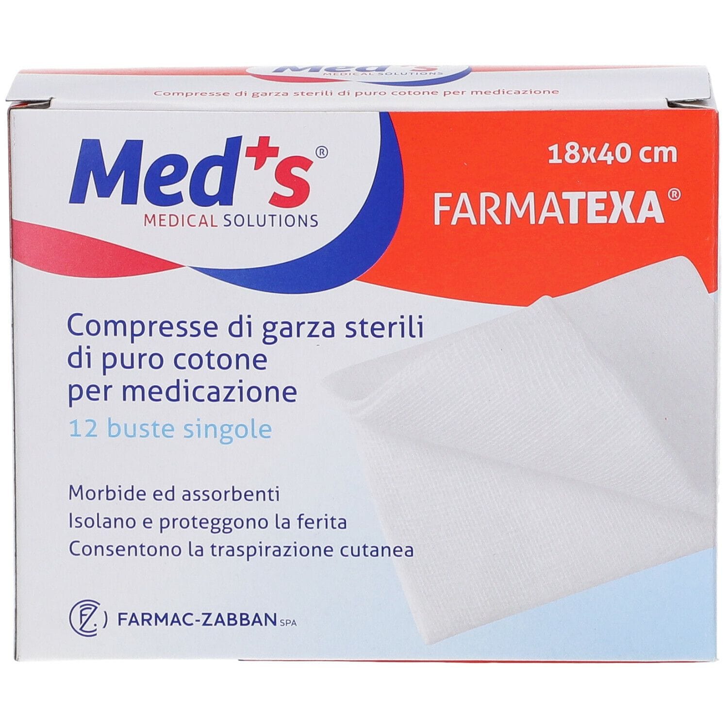 GARZA COMPRESSA MEDS FARMATEXA 12/8 18X40CM 12 PEZZI