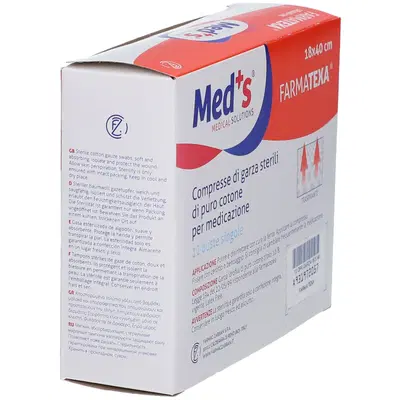 GARZA COMPRESSA MEDS FARMATEXA 12/8 18X40CM 12 PEZZI GARZA COMPRESSA MEDS FARMATEXA 12/8 18X40CM 12 PEZZI