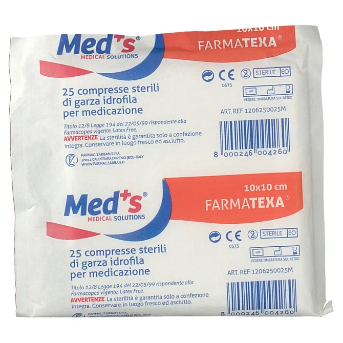 Garza Compressa Idrofila Meds Farmatexa 12/8 10 X10 Cm 25 Pezzi