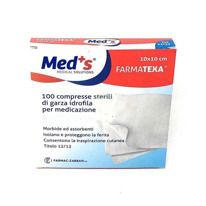 Garza Compressa Meds Farmatexa Idrofila 12/12 10 X10 Cm 100 Pezzi