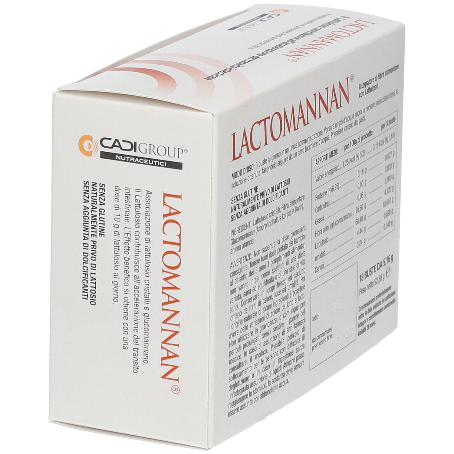 Integratore Lactomannan con lattulosio e glucomannano, 18 bustine