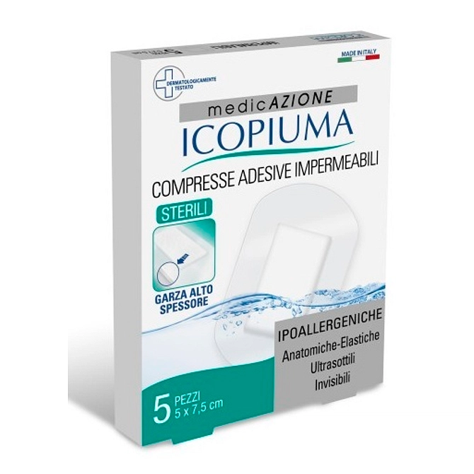 Garza Compressa Icopiuma Medicata Postoperatoria 5 X7,5 Cm 5 Pezzi