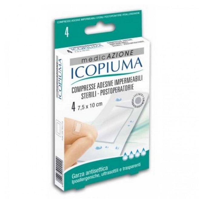 Garza Compressa Icopiuma Medicata Postoperatoria 10 X7,5 Cm 4 Pezzi