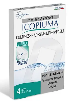 ICOPIUMA GARZA COMPRESSA MEDICATA POSTOPERATORIA 10X15 CM 4 PEZZI ICOPIUMA GARZA COMPRESSA MEDICATA POSTOPERATORIA 10X15 CM 4 PEZZI