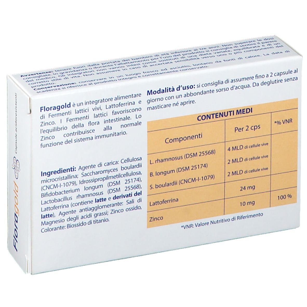 Integratore Floragold con fermenti lattici e zinco, 12 capsule