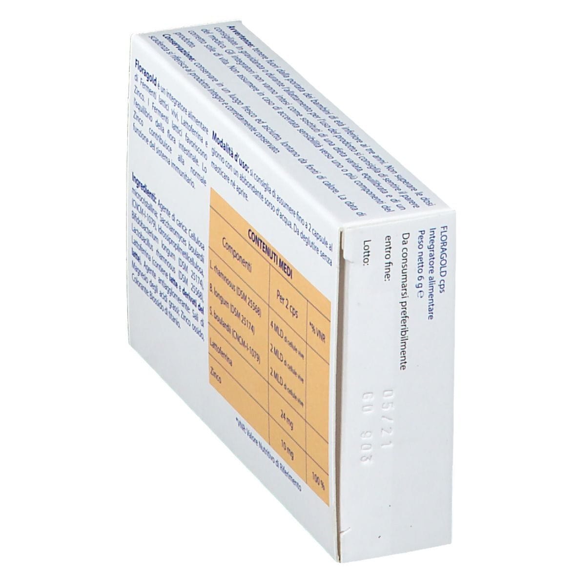 Integratore Floragold con fermenti lattici e zinco, 12 capsule
