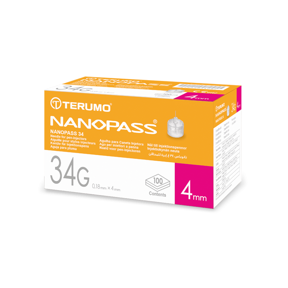 Ago Per Penna Da Insulina Nanopass 34 Gauge Lunghezza 4 Mm 100 Pezzi