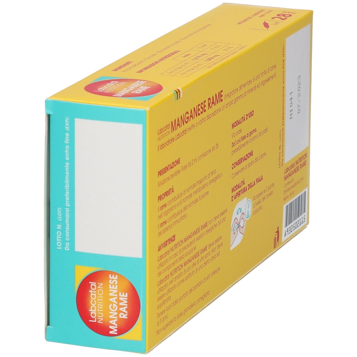 Integratore Labcatal Nutrition Manganese Rame, 28 fiale 2ml