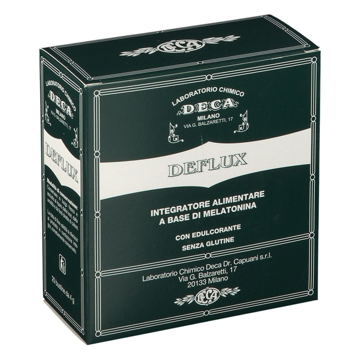 Integratore Deflux a base di melatonina, 20 bustine 4g