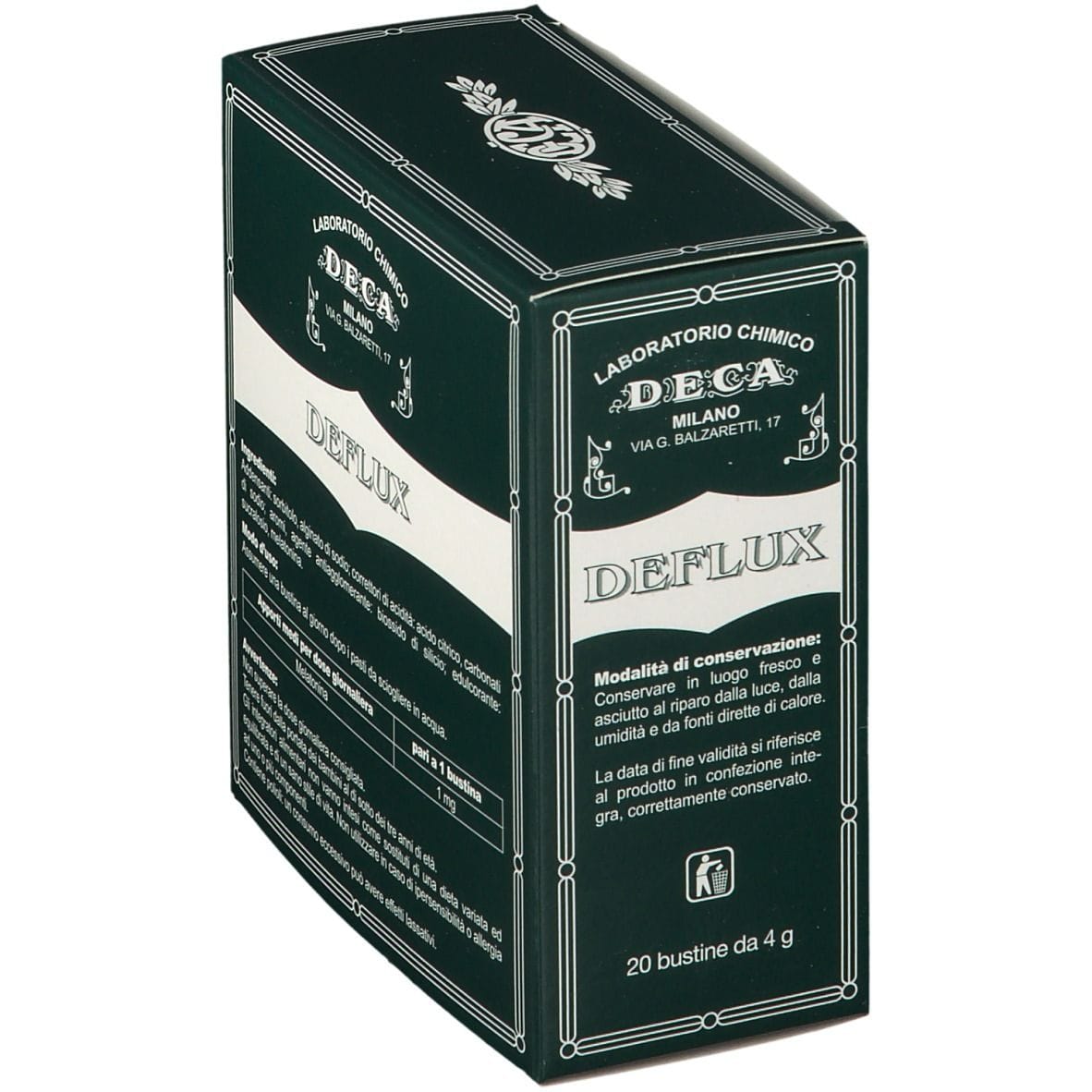 Integratore Deflux a base di melatonina, 20 bustine 4g
