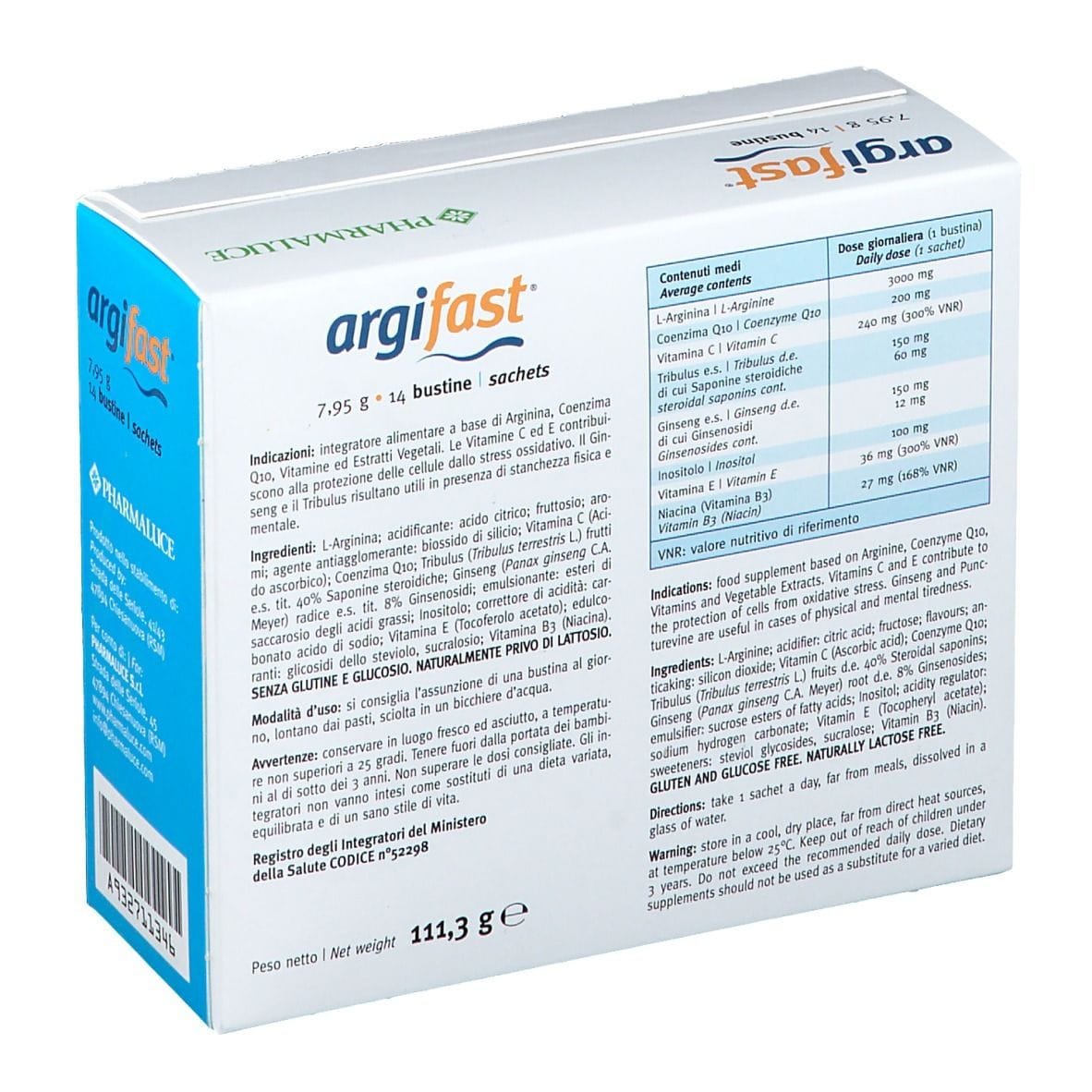 Integratore Argifast per il sistema immunitario, 14 bustine