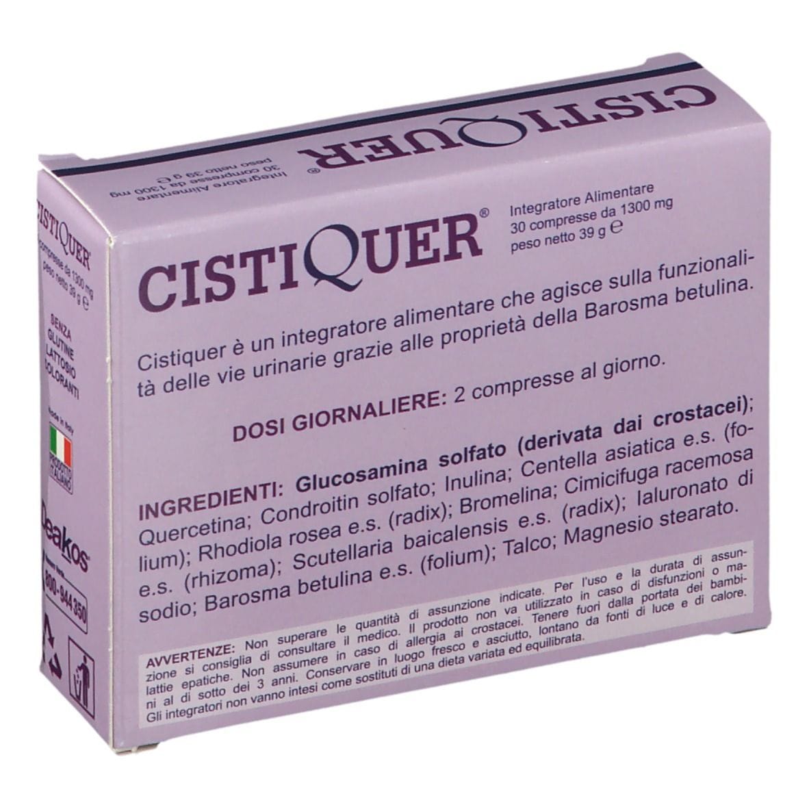 Integratore Cistiquer per le vie urinarie, 30 compresse