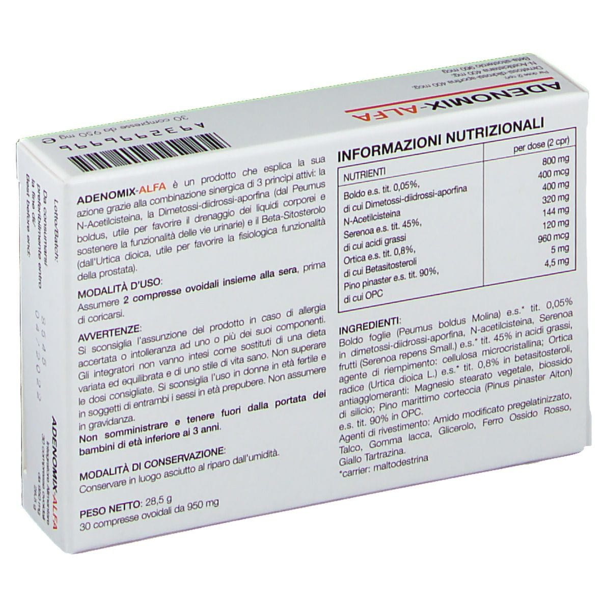 Integratore Adenomix Alfa per la prostata, 30 compresse