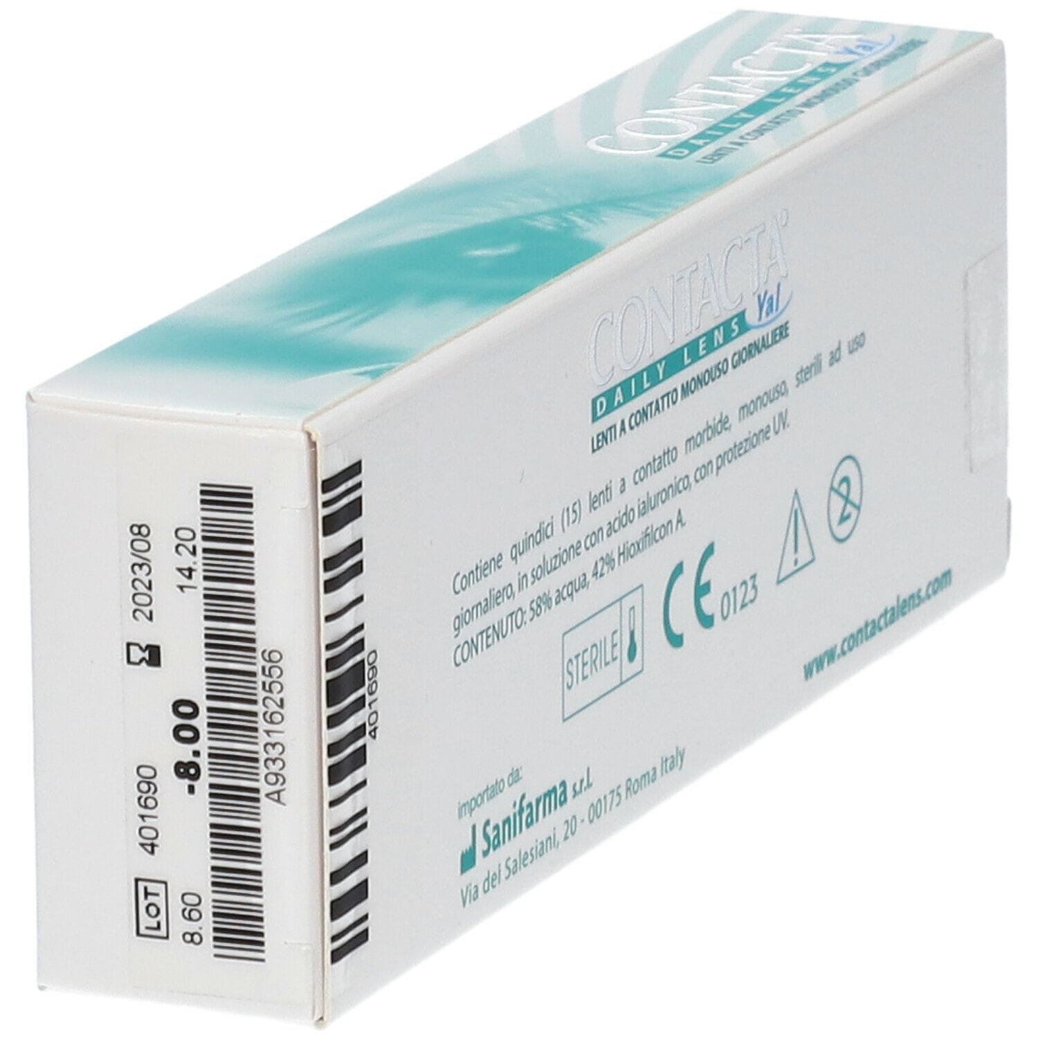 LENTE A CONTATTO MONOUSO GIORNALIERA CONTACTA DAILY LENS YAL 15 -8,00 15 PEZZI