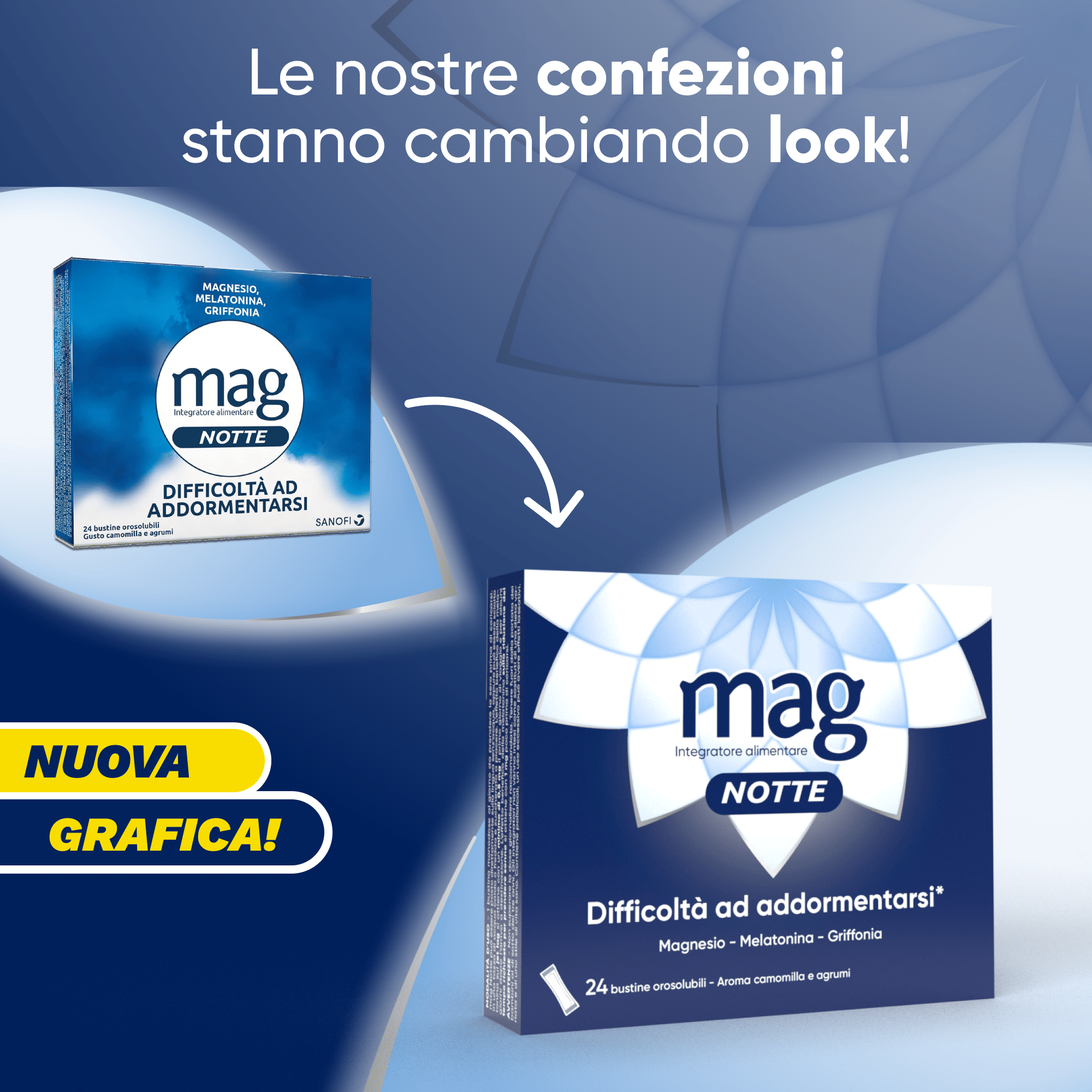 Mag Notte con Melatonina, Magnesio, Griffonia per Dormire Bene, Favorire il Rilassamento e Qualità del Sonno, 24 bst