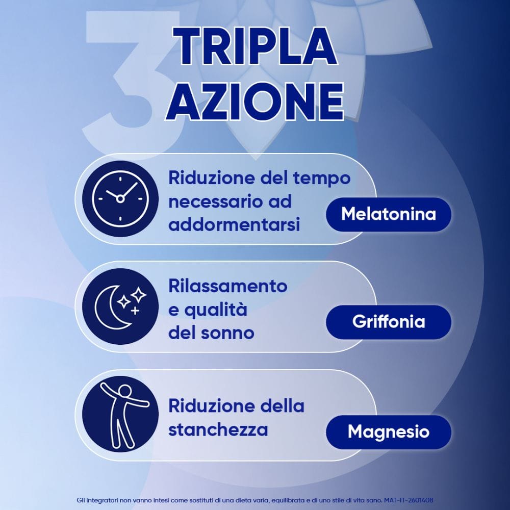 Mag Notte con Melatonina, Magnesio, Griffonia per Dormire Bene, Favorire il Rilassamento e Qualità del Sonno, 24 bst