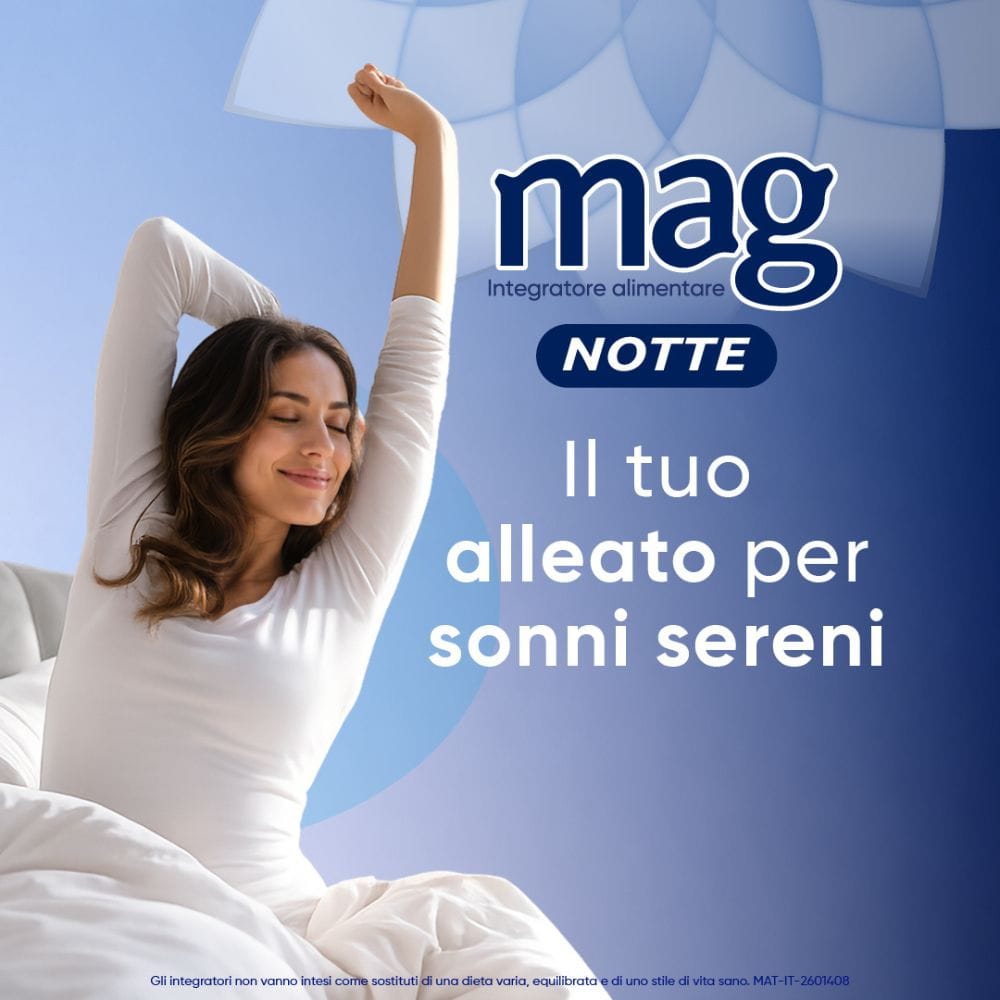 Mag Notte con Melatonina, Magnesio, Griffonia per Dormire Bene, Favorire il Rilassamento e Qualità del Sonno, 24 bst