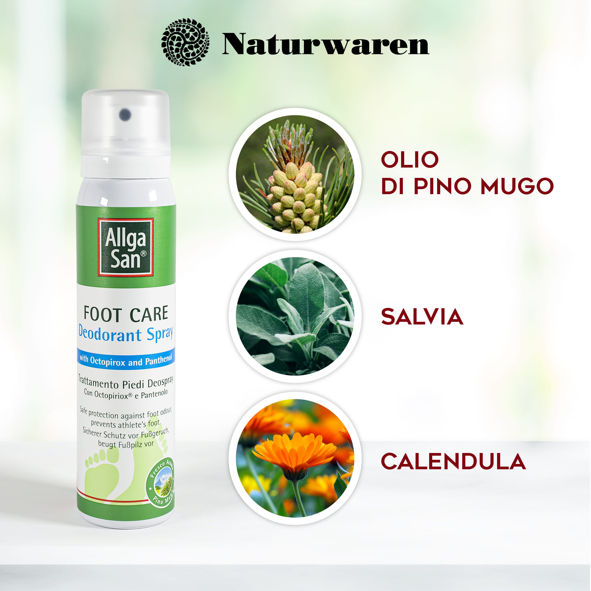 Spray deodorante Allgasan per piedi freschi e asciutti 100ml