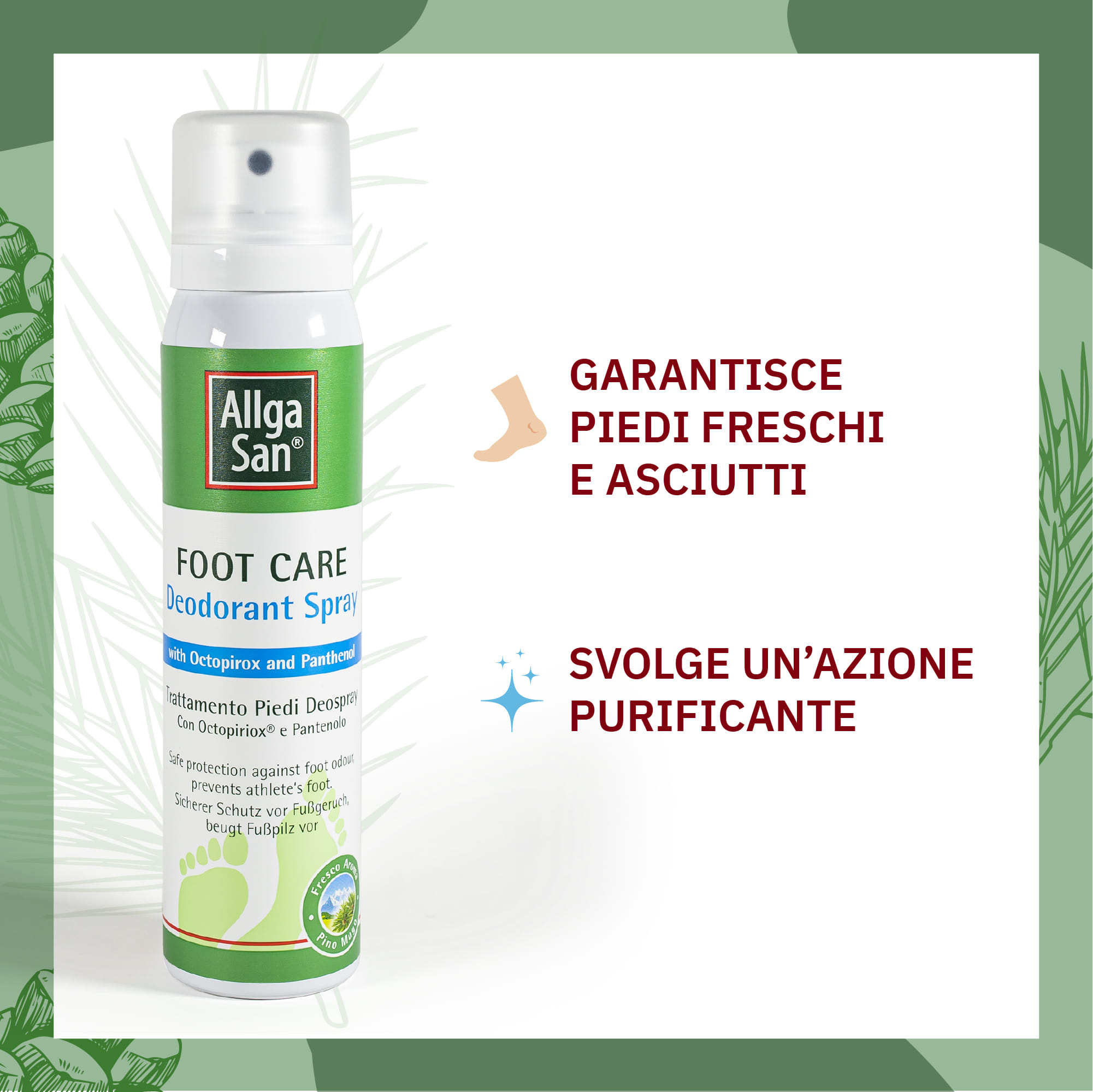 Spray deodorante Allgasan per piedi freschi e asciutti 100ml