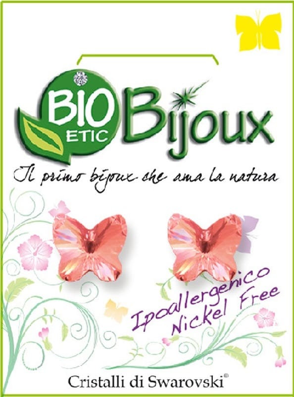 Orecchino Farfalla Rose Peach Bioetic Bijoux, 10mm ipoallergenico
