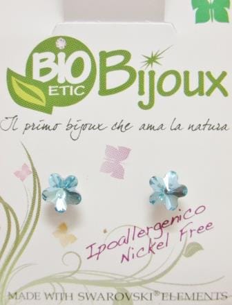 Orecchino fiore acquamarina Bioetic Bijoux 10mm, ipoallergenico