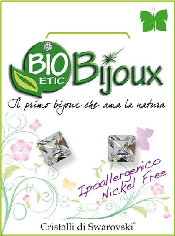 Orecchino Carrè Crystal 6mm Bioetic Bijoux, ipoallergenico