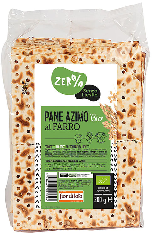 Zero% Glutine Pane Azzimo Farro Bio 200 G