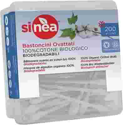 SINEA BASTONCINI OVATTATI 100% COTONE BIOLOGICO BIODEGRADABILE 200 PEZZI