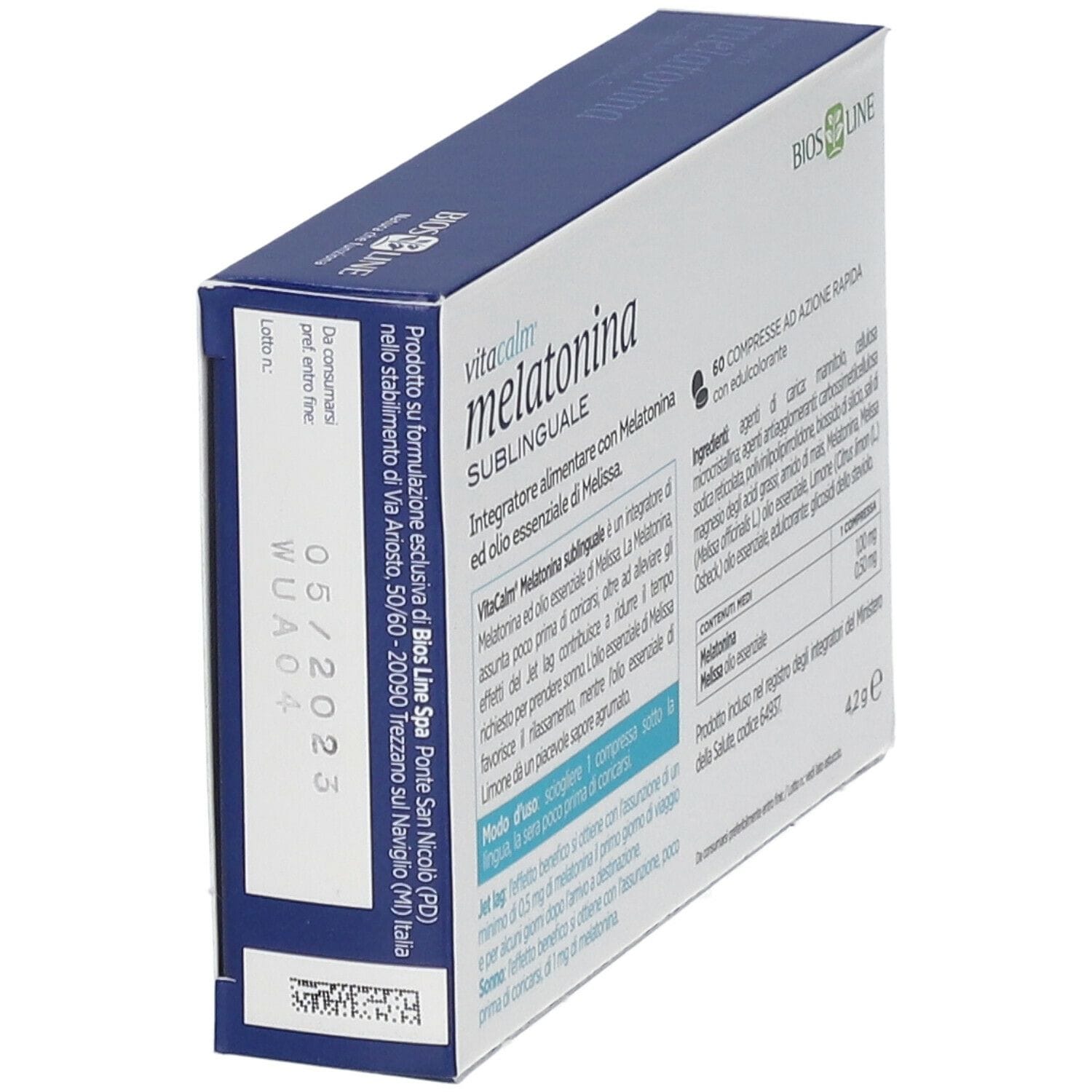 BIOS LINE VITACALM MELATONINA SUBLINGUALE 60 COMPRESSE 1 MG