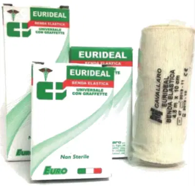 BENDA ELASTICA CURIDEAL UNIVERSALE CON GRAFFETTE NON STERILE CM 8X4,5 BENDA ELASTICA CURIDEAL UNIVERSALE CON GRAFFETTE NON STERILE CM 8X4,5