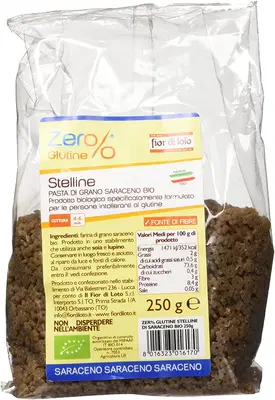 ZERO% GLUTINE STELLINE GRANO SARACENO INTEGRALE SENZA GLUTINE BIO 250 G ZERO% GLUTINE STELLINE GRANO SARACENO INTEGRALE SENZA GLUTINE BIO 250 G