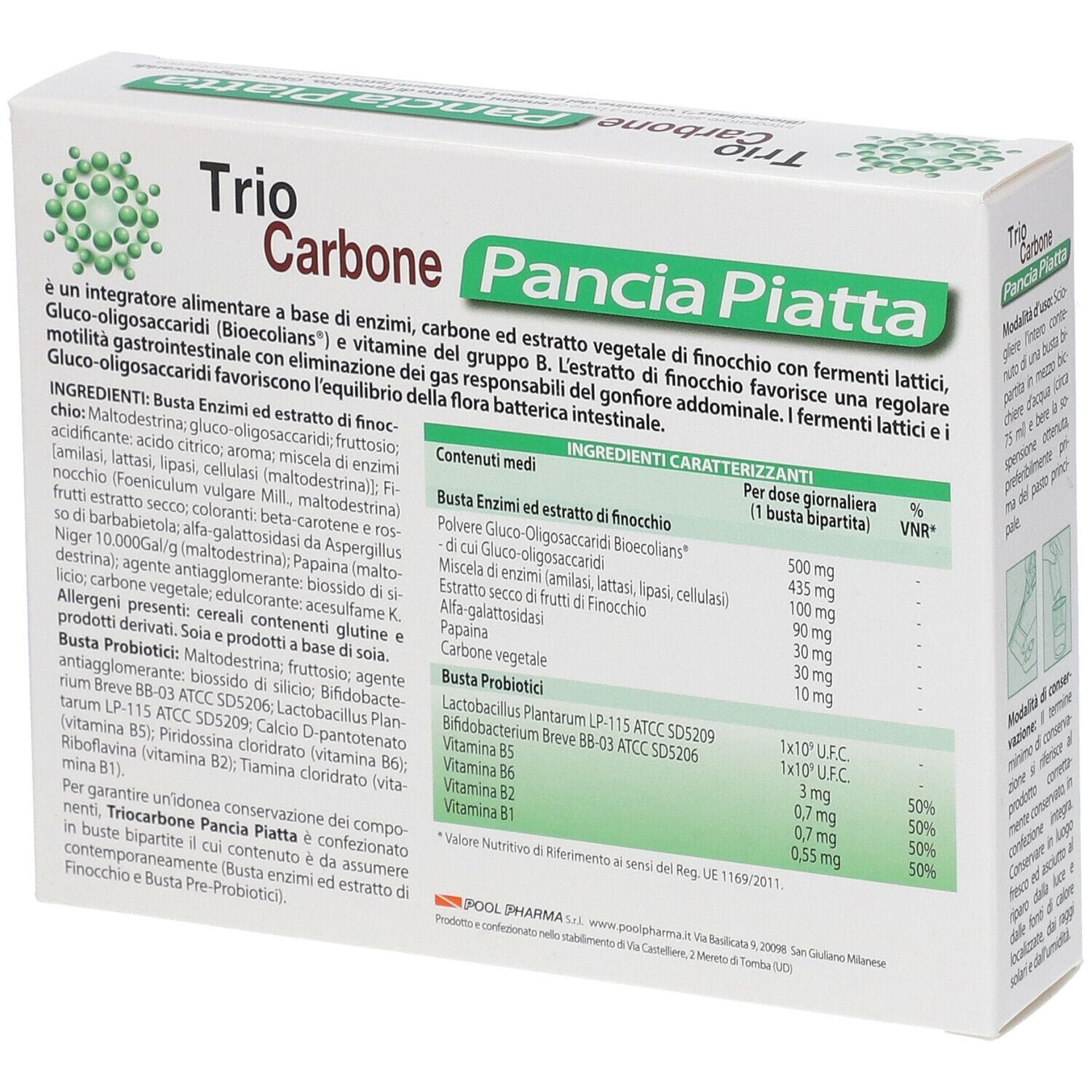 TRIOCARBONE PANCIA PIATTA 10 BUSTINE BIPARTITE 4 G