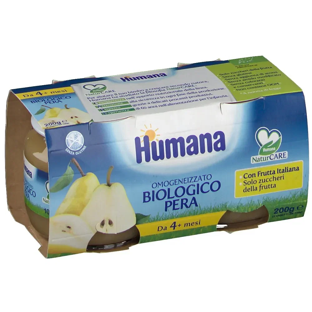 Humana Omogeneizzato Pera Bio 2 Vasetti 100 G