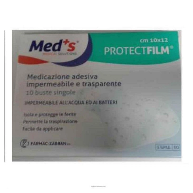 Meds Protect Film Medicazione Poliuretano Impermeabile Adesiva 10 X12 Cm 10 Pezzi