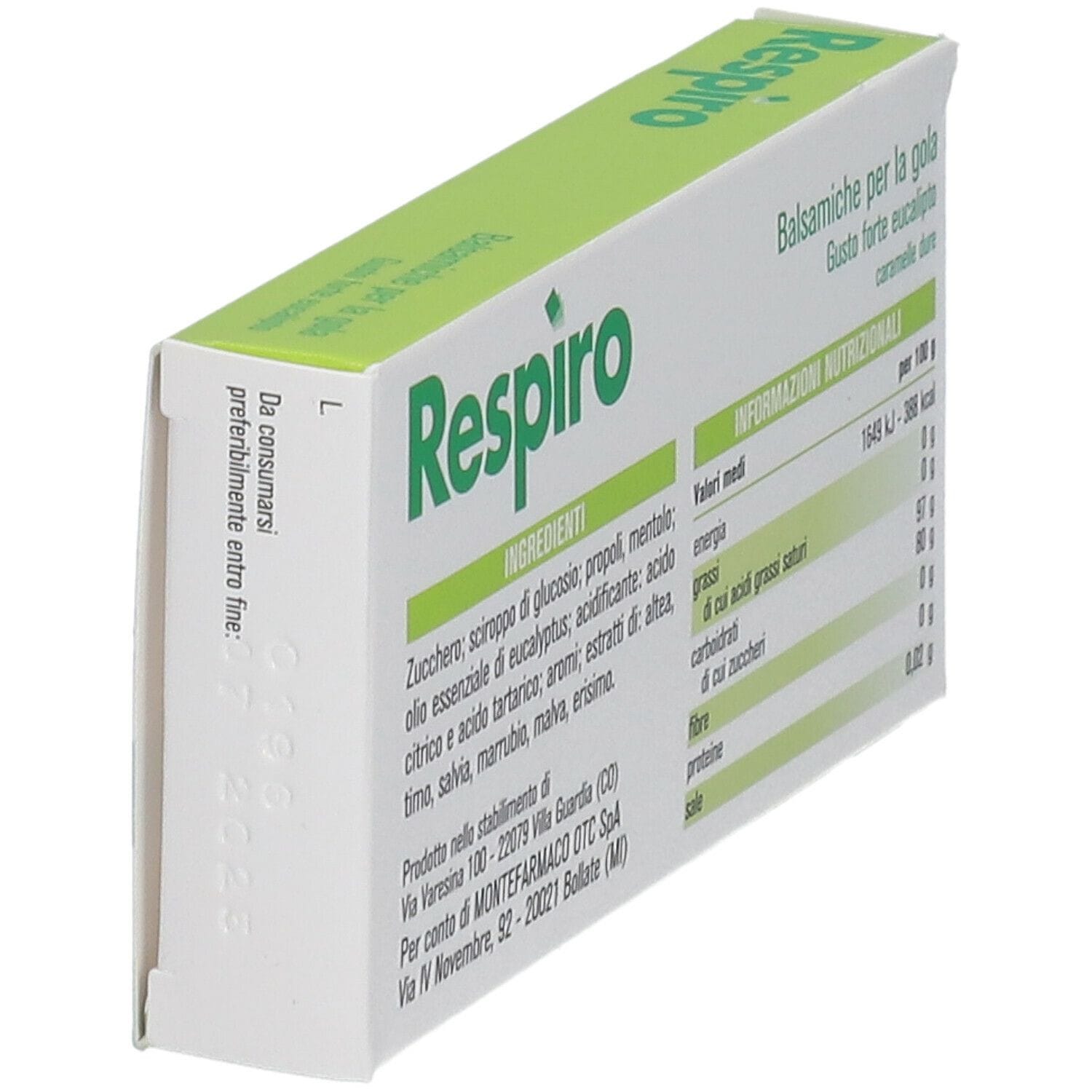 CARAMELLE BALSAMICHE PER LA GOLA RESPIRO GUSTO FORTE EUCALIPTO 24 PEZZI