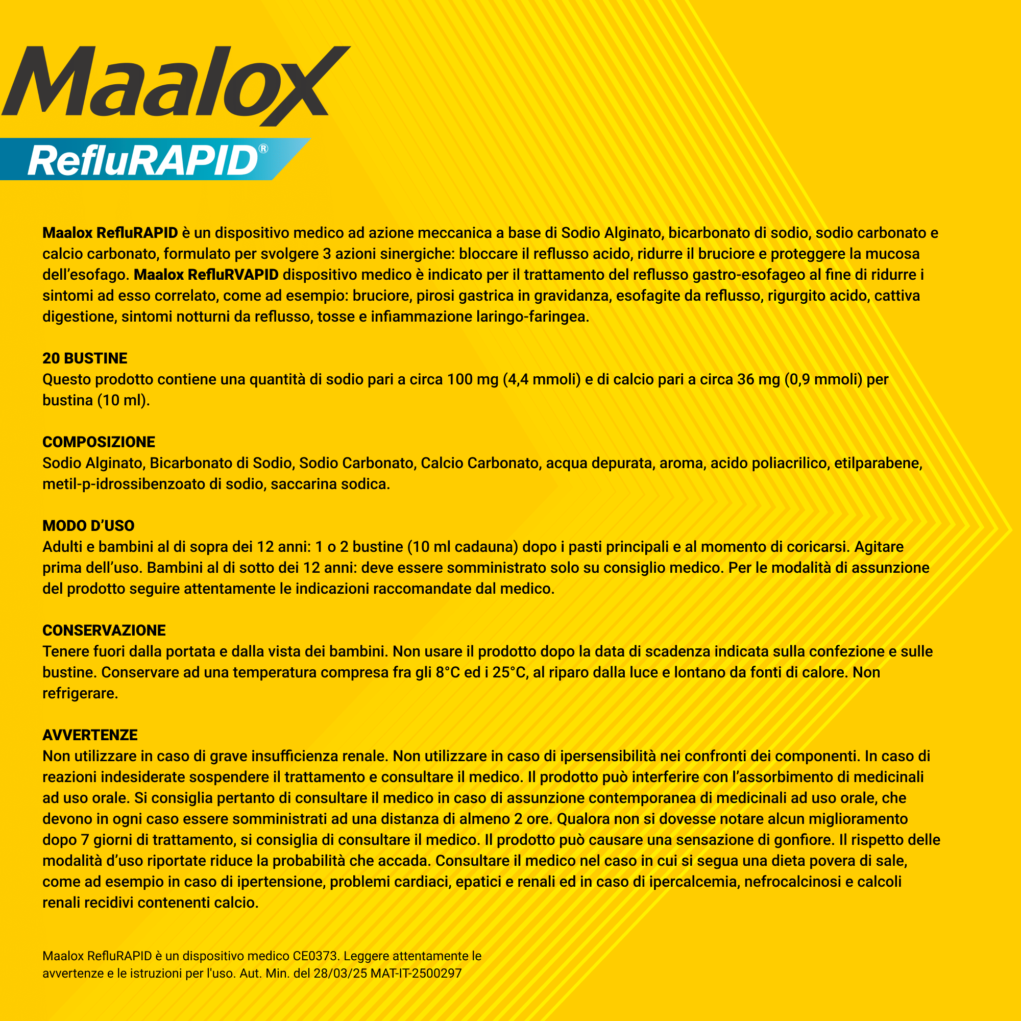 Maalox Reflurapid blocca il reflusso, neutralizza il bruciore da iperacidità, 20 bustine