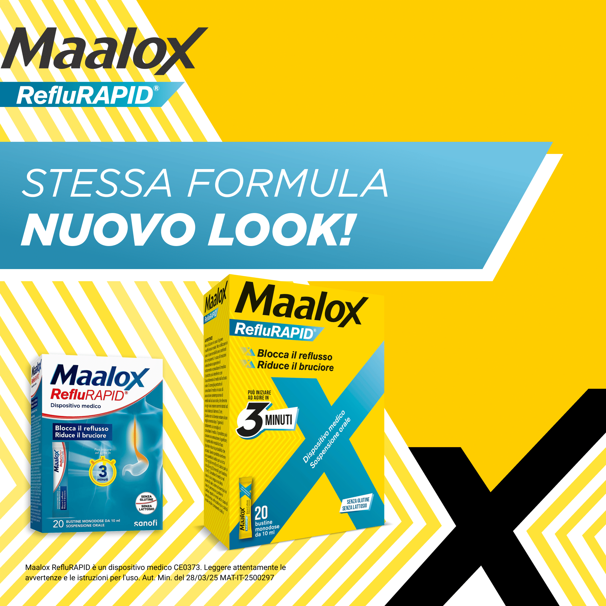 Maalox Reflurapid blocca il reflusso, neutralizza il bruciore da iperacidità, 20 bustine