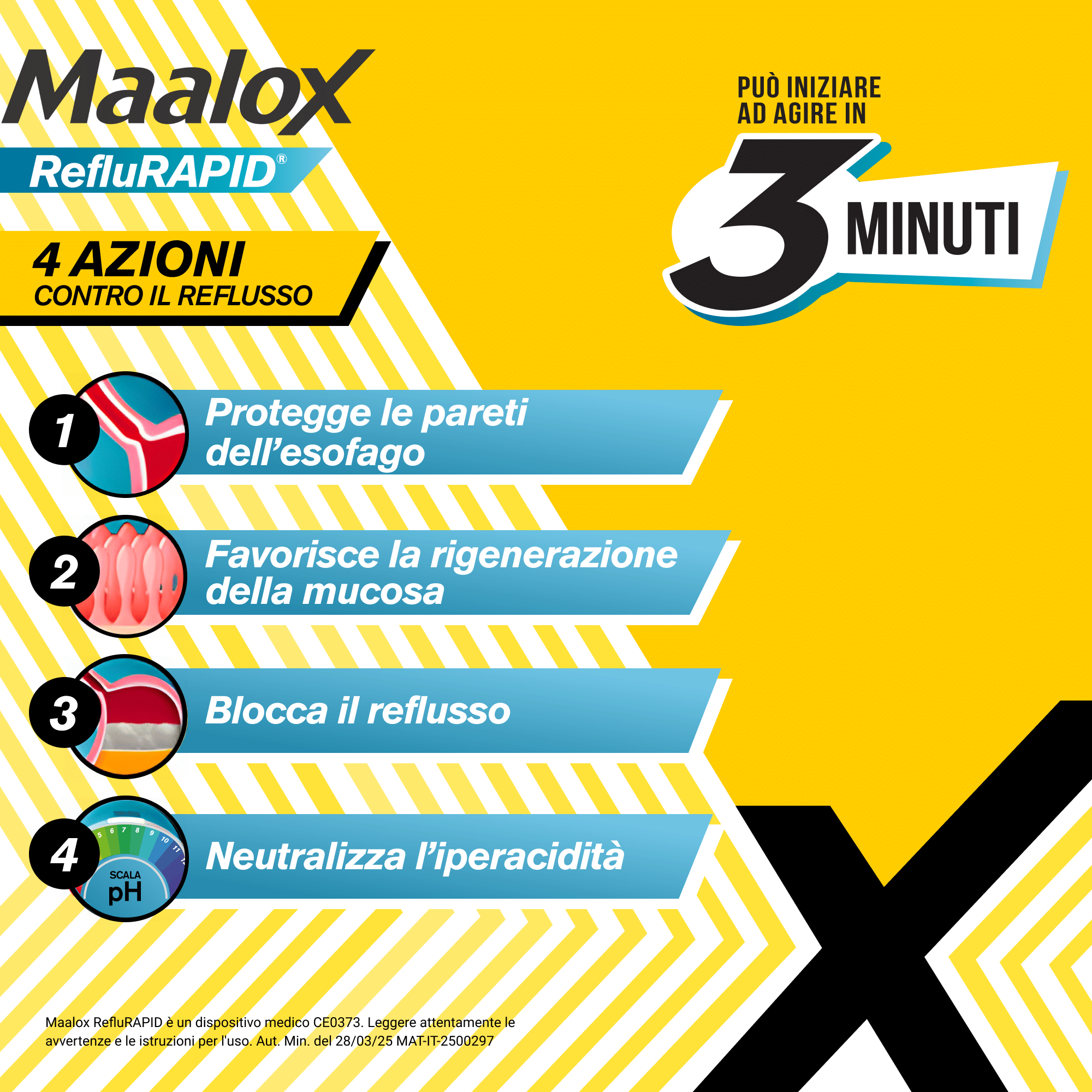 Maalox Reflurapid blocca il reflusso, neutralizza il bruciore da iperacidità, 20 bustine