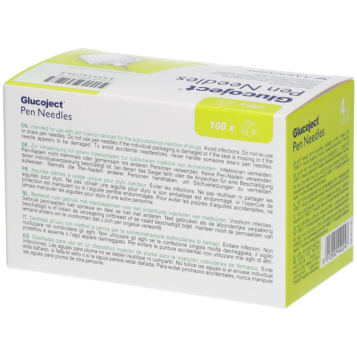 AGO PER PENNA DA INSULINA GLUCOJECT LUNGHEZZA 4 MM GAUGE 32 100 PEZZI