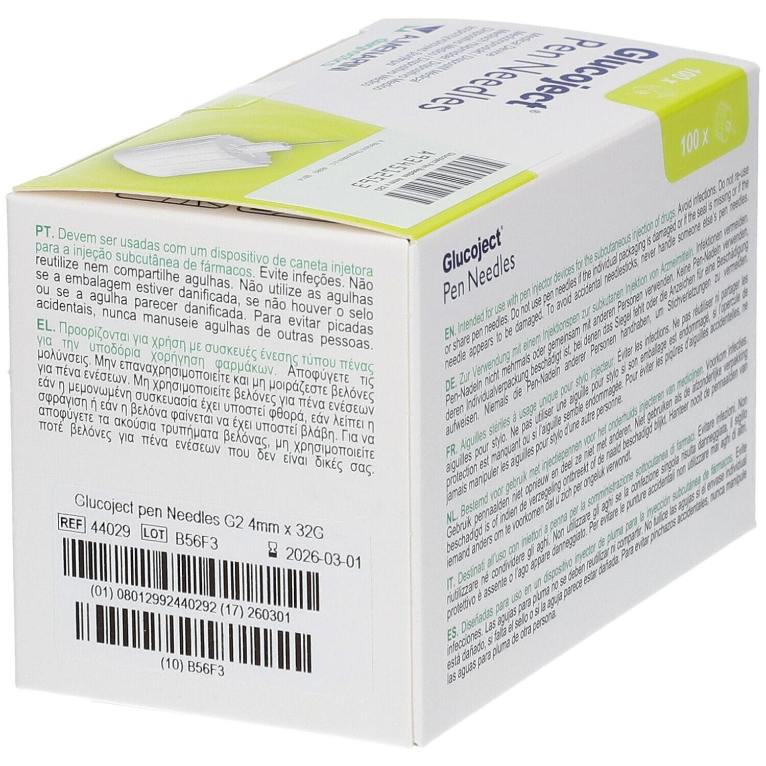 AGO PER PENNA DA INSULINA GLUCOJECT LUNGHEZZA 4 MM GAUGE 32 100 PEZZI