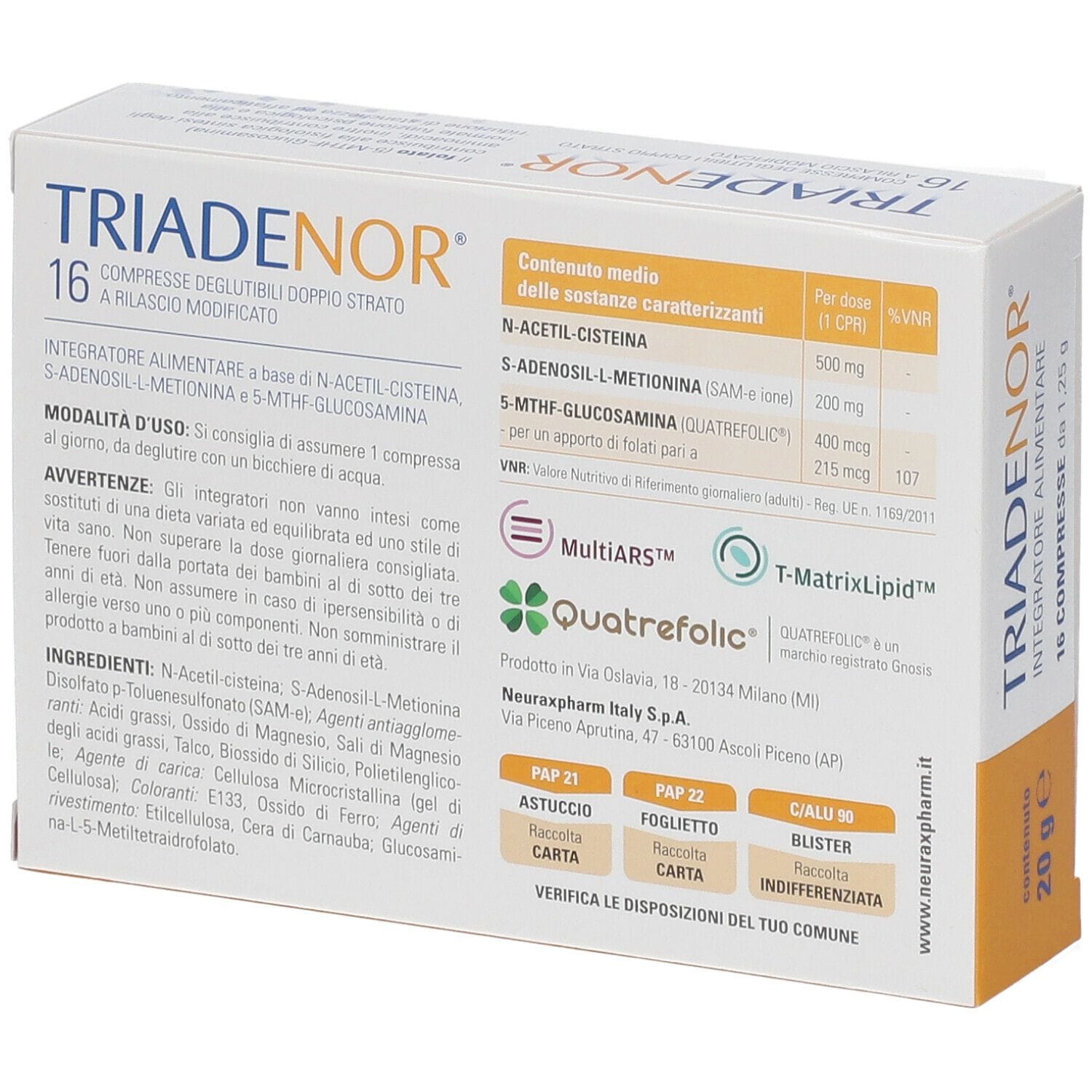 TRIADENOR 16 COMPRESSE 20 G