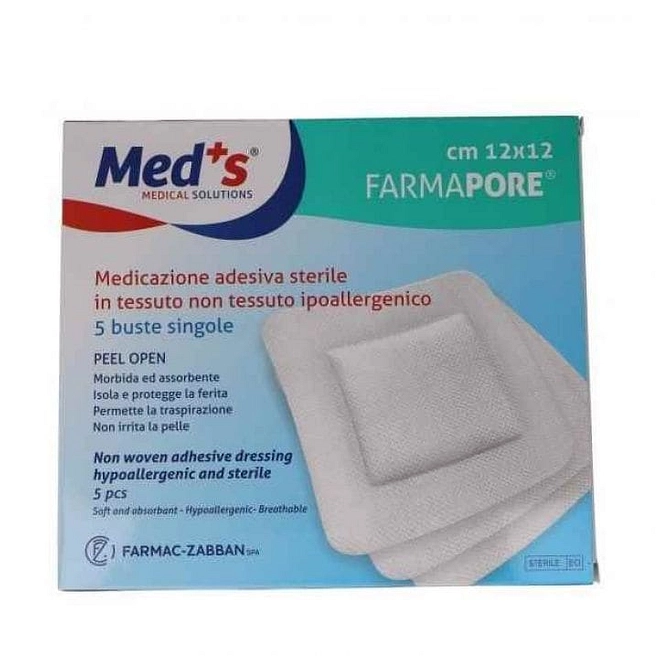 Medicazione Meds Farmapore Adesiva Sterile Cm12 X12 Astuccio 5 Pezzi