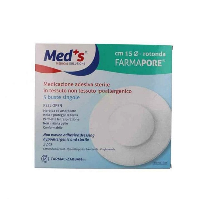 Medicazione Meds Farmapore Adesiva Sterile Rotonda Diametro 15 Cm 5 Pezzi