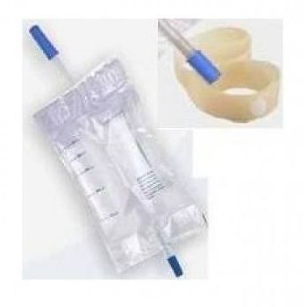 SACCA RACCOLTA URINA DA GAMBA IN PVC NON STERILE VOLUME 750 ML TUBO LUNGHEZZA 35 CM CON SCARICO E VALVOLA ANTIREGLUSSO 10 PEZZI + 4 LACCETTI