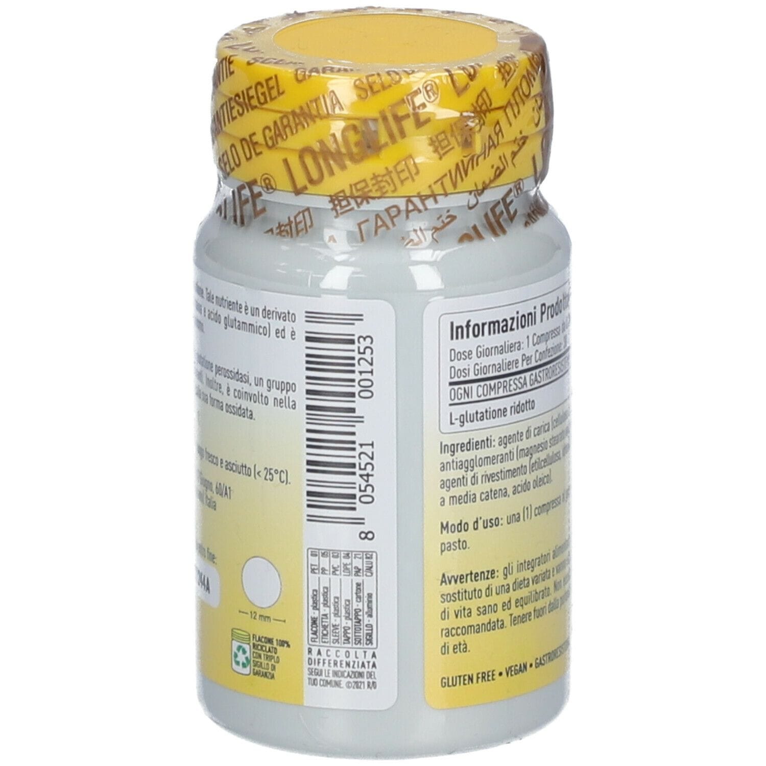 LONGLIFE L-GLUTATHIONE 250 MG 30 COMPRESSE