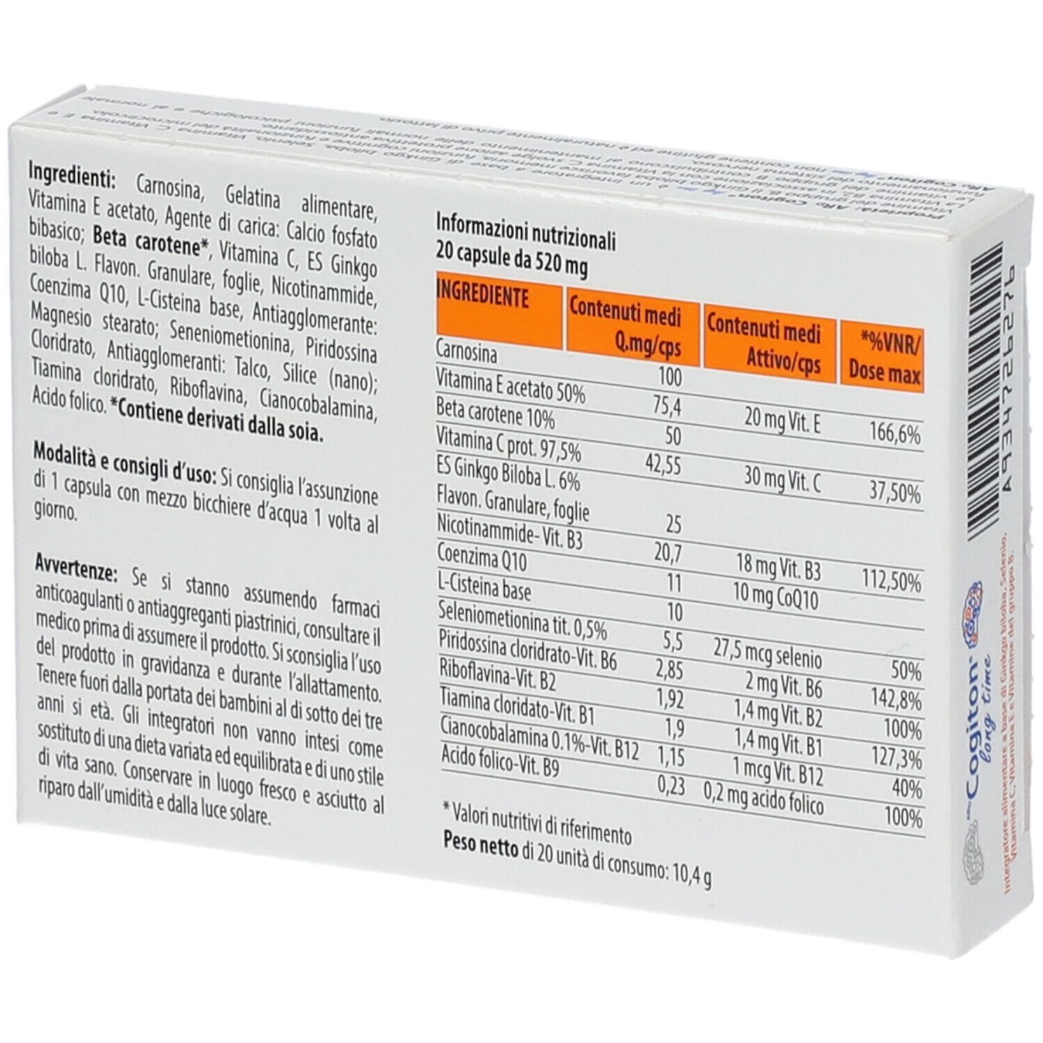 ARD COGITON LONG TIME 20 CAPSULE 520 MG